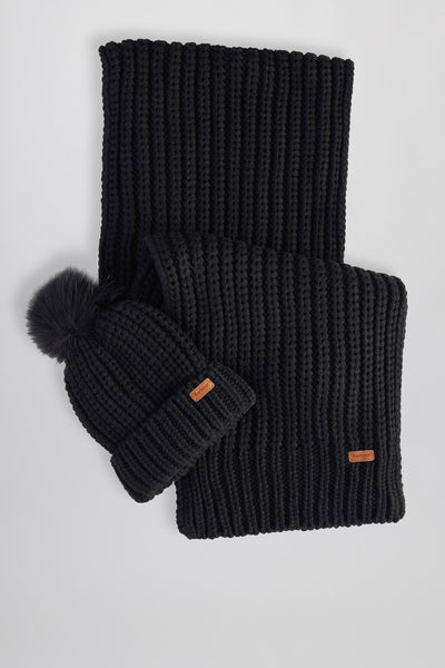 Saltburn Set Beanie & Sciarpa Nero Donna