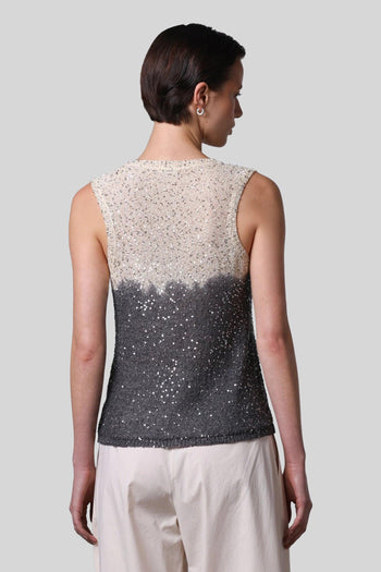 Canotta Con Paillettes Batik Grigio/burro Donna - 3