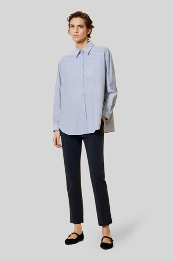 Oxford Jacquard Stripe Boyfriend Wom Shirt Bianco/blu Donna - 3