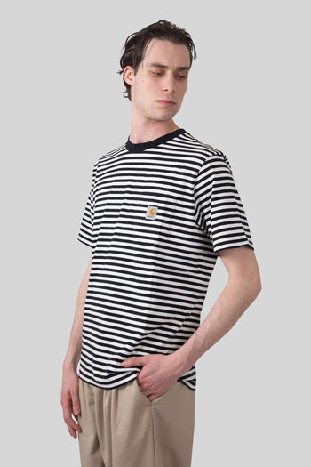 Wip T-shirt S/s Ezra Pocket Nero/bianco Uomo - 3