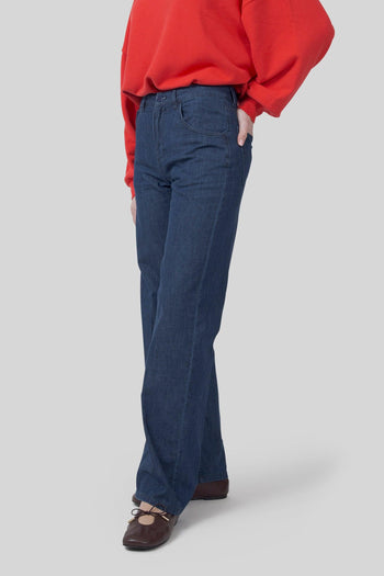 Jeans Palazzo Blu Medio Donna - 5