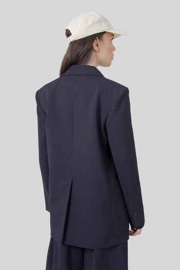 Max Mara Blazer Doppiopetto In Lana Tecnica Veloce Blu Donna - 6