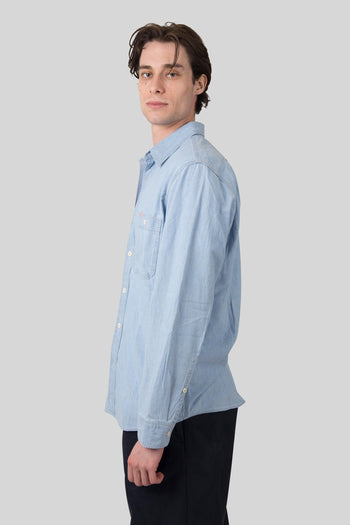 Chambray Cpo Shirt Blu Chiaro Uomo - 5
