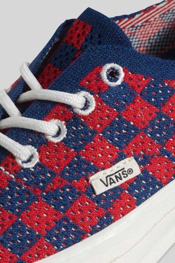 "off The Wall" Sneaker Premium Authentic Checkerboard Rosso/blu Donna - 2