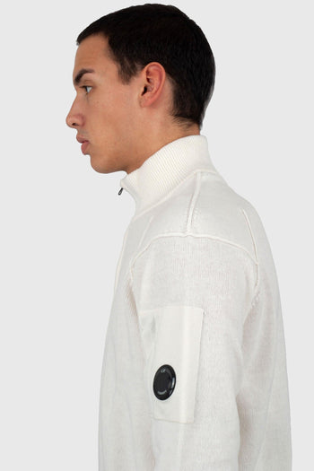 Maglia Lambswool Grs Half Zipped Bianco Uomo - 4