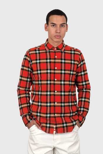 Camicia Check Flanella Arancio Uomo - 5