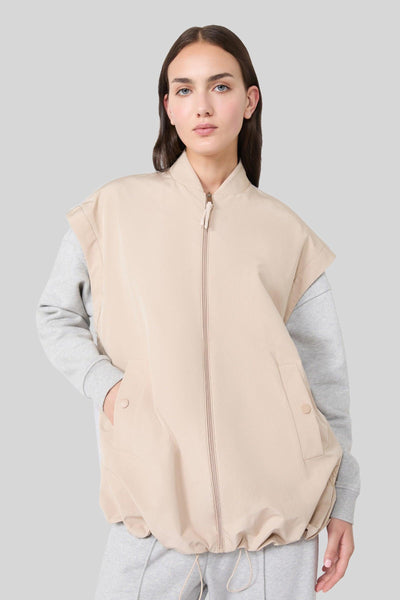 Max Mara Gilet In Tela Antigoccia Limosa Beige Donna