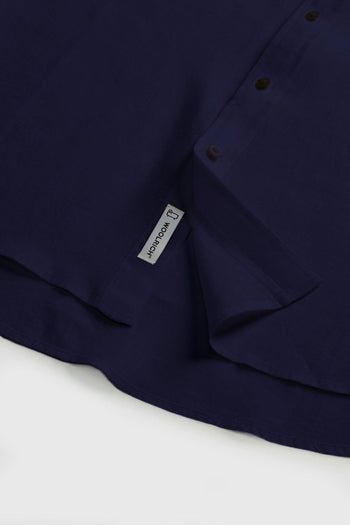 Camicia Coreana In Lino Blu Uomo - 5
