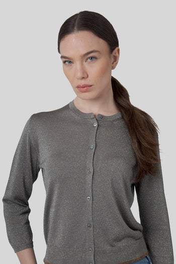 Cardigan Lurex Argento Donna - 5