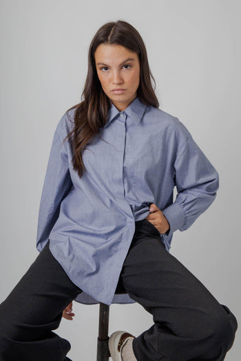 Camicia Chambray Blu Medio Donna - 5