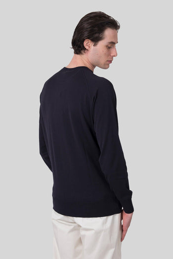 Maglia Girocollo In Cotone Blu Navy Donna - 5