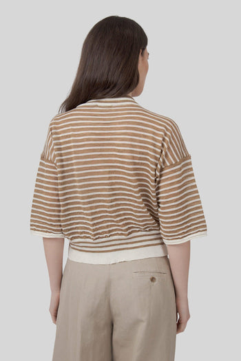 Maglia Girocollo Mariniere Tabacco Donna - 5