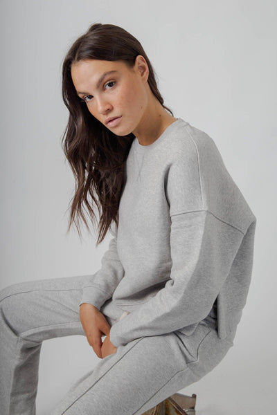 Max Mara Felpa Boxy Gerba In Cotone Grigio Chiaro Donna