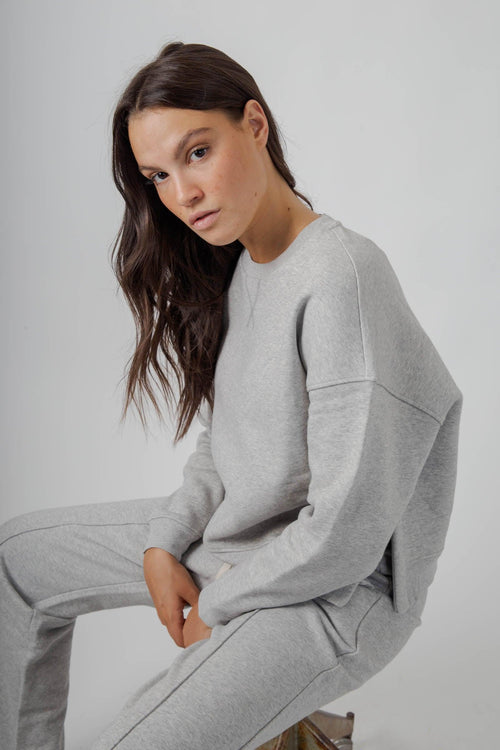 Max Mara Felpa Boxy Gerba In Cotone Grigio Chiaro Donna