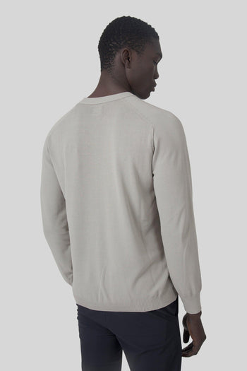 Maglia Cotton Crepe Crewneck Lens Tortora Uomo - 3