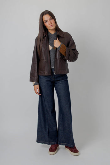 Jeans Wide Leg Denim Scuro Donna - 7