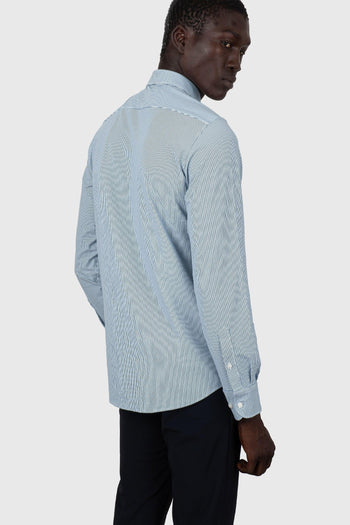 Oxford Jacquard Open Shirt Bianco/blu Uomo - 4
