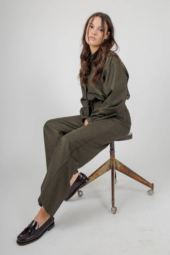 Camicia In Flanella Misto Lana Verde Militare Donna - 2