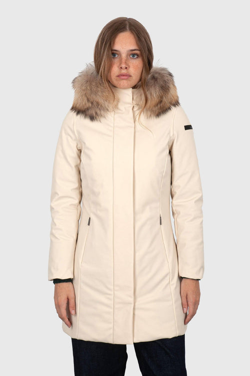 Piumino Winter Long Fur Wom Crema Donna