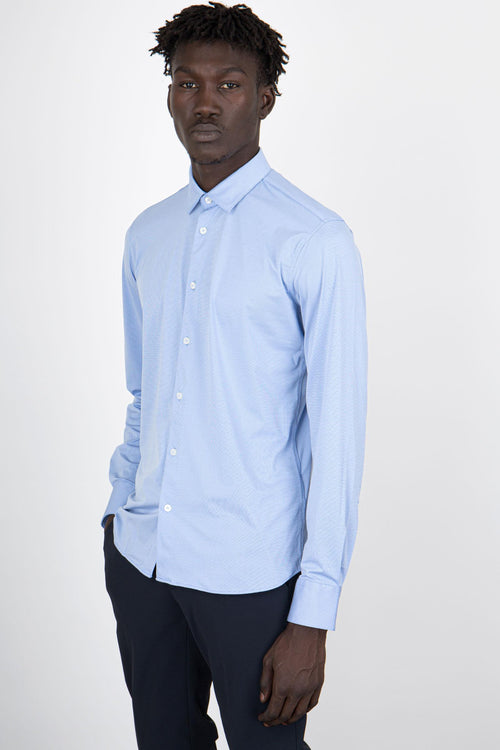 Oxford Jacquard Open Shirt Azzurro Uomo