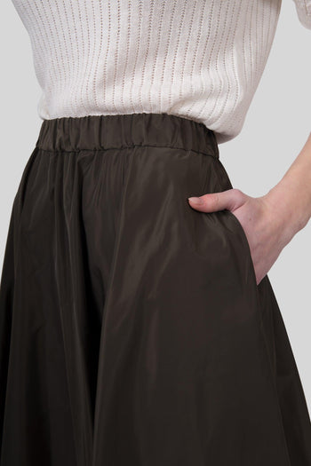 Gonna Midi Con Pieghe Mia Verde Militare Donna - 2