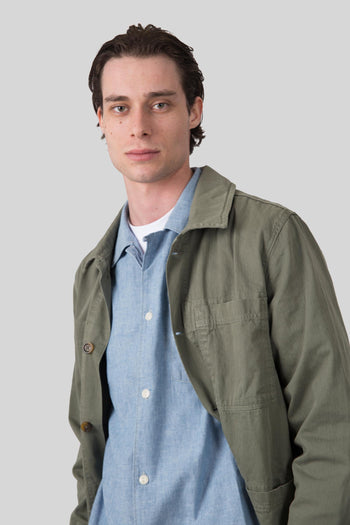 Overshirt Dorr Herringbone Verde Uomo - 6