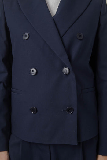 Max Mara Giacca Doppiopetto In Gabardina Tappeto Blu Donna - 4