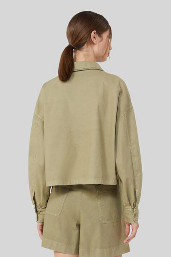 Max Mara Camicia In Panama Di Cotone Accenni Verde Oliva Donna - 4