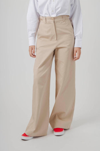Max Mara Pantalone In Gabardina Di Cotone Alfeo Beige Donna - 4