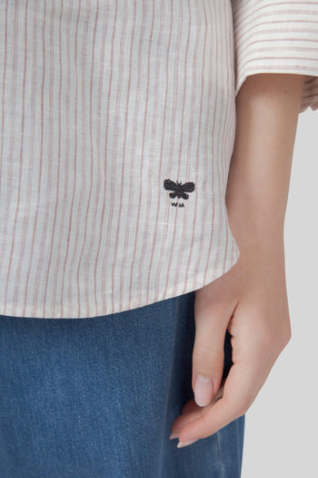 Max Mara Camicia Panetto Riga Bianco/rosa Donna - 2