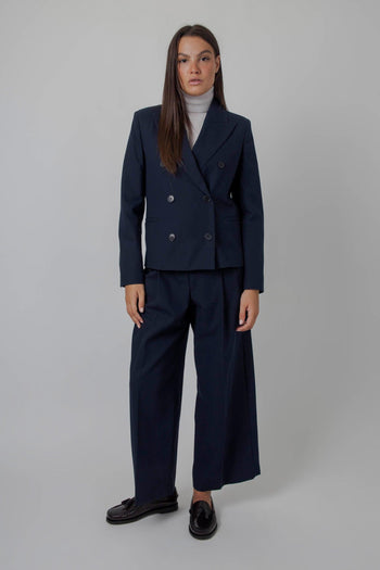 Max Mara Giacca Doppiopetto In Gabardina Tappeto Blu Donna - 2