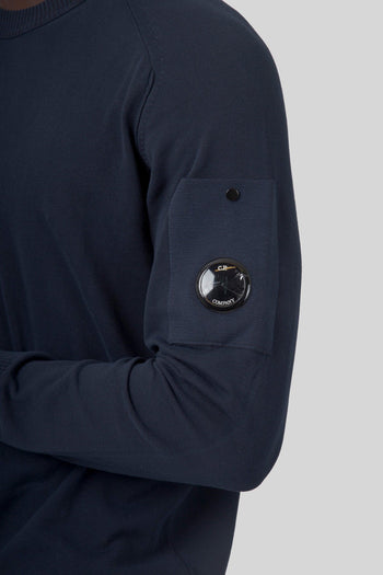 Maglia Cotton Crepe Crewneck Lens Blu Uomo - 2