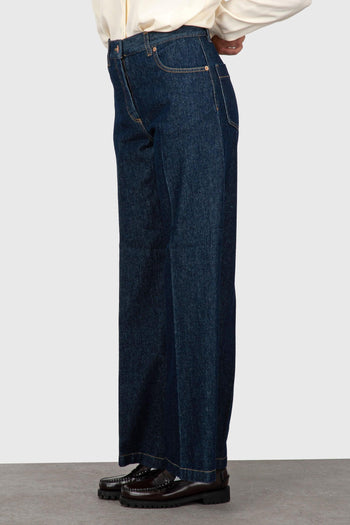 Jeans Wide Leg Denim Scuro Donna - 4