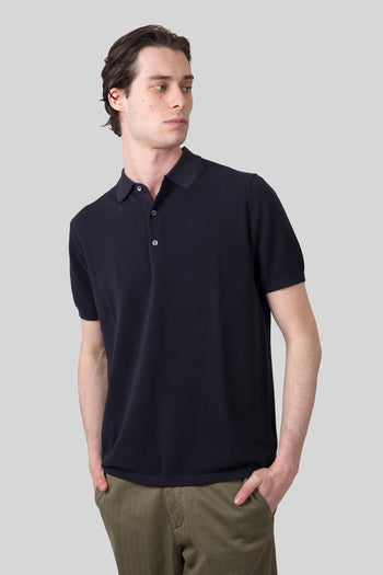 Polo In Cotone Punto Piquet Blu Uomo - 3