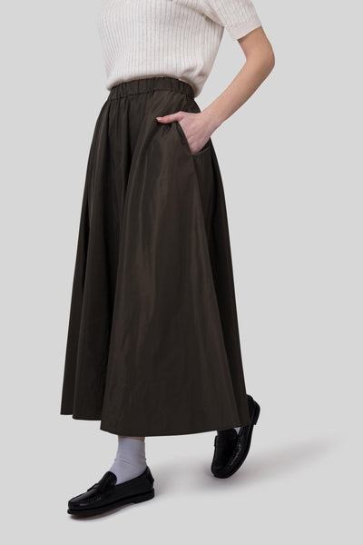 Gonna Midi Con Pieghe Mia Verde Militare Donna