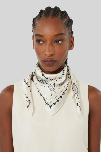 Max Mara Foulard In Seta Stampata Avorio Donna - 2