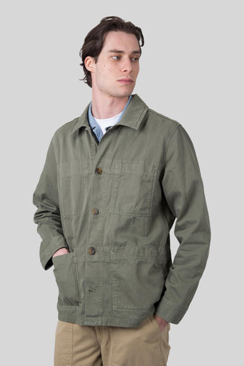 Overshirt Dorr Herringbone Verde Uomo - 3