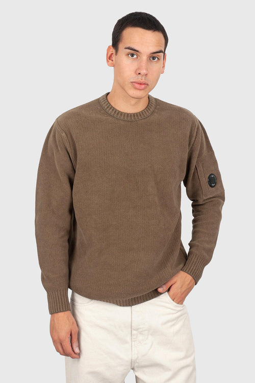 Maglia Cotton Chenille Crewneck Khaki Uomo