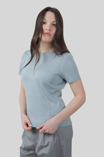 Maglia Maria Glitter Verde Acqua Donna - 3