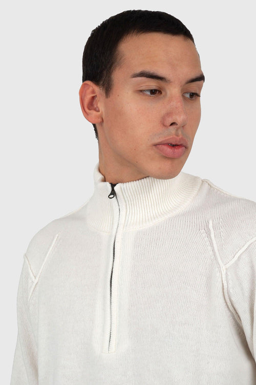 Maglia Lambswool Grs Half Zipped Bianco Uomo - 2