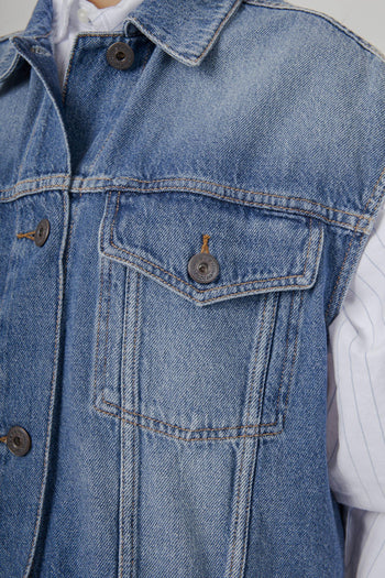 Max Mara Gilet In Denim Mappa Blu Medio Donna - 4