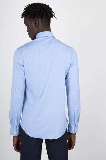 Oxford Jacquard Open Shirt Azzurro Uomo - 3