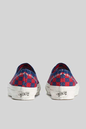 "off The Wall" Sneaker Premium Authentic Checkerboard Rosso/blu Donna - 4
