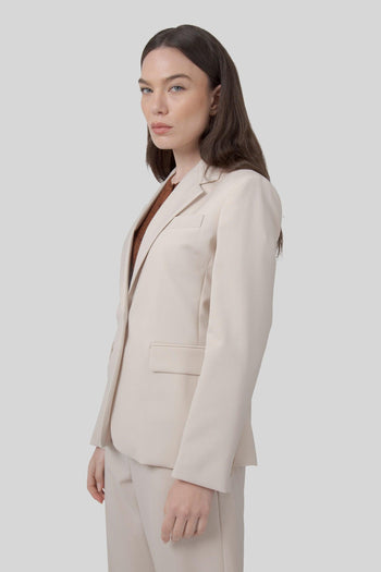 Max Mara Blazer In Lana Stretch Lamine Avorio Donna - 3