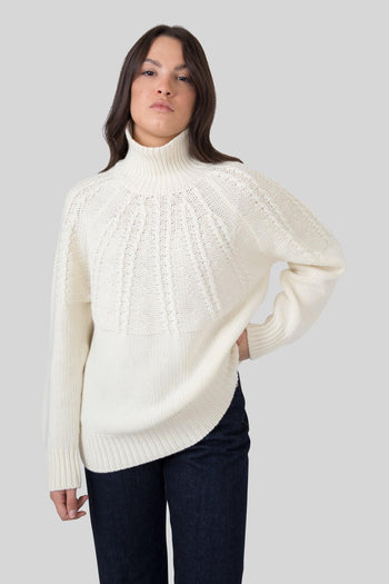 Maglia Fairisle Turtleneck Panna Donna - 6