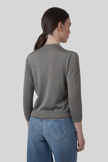 Cardigan Lurex Argento Donna - 3
