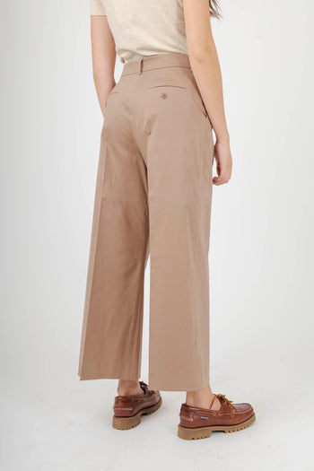 Max Mara Pantalone Crop In Raso Di Cotone Urial Beige Donna - 6