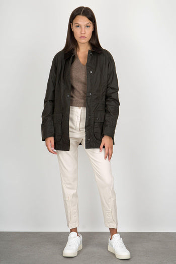 Giubbotto Beadnell Wax Olive Verde Oliva Donna - 9