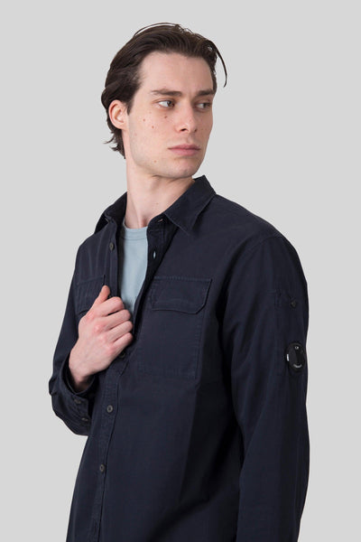 Overshirt In Gabardina Organic Blu Scuro Uomo