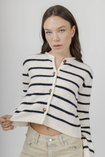 Cardigan Lea Bianco/blu Donna - 4